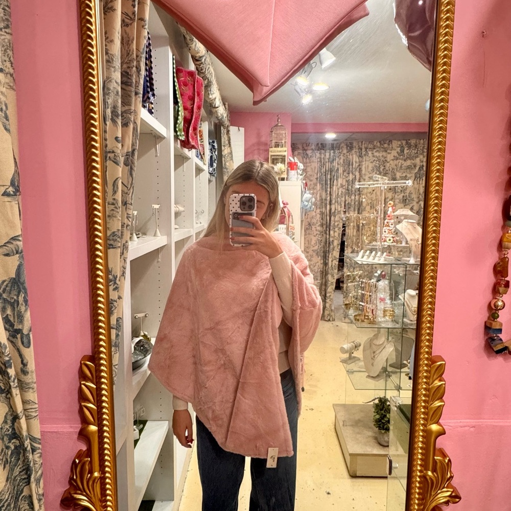 NWT- Light pink furry poncho